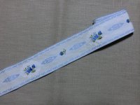 お花の刺繍トリム（ブルー）R-II-2